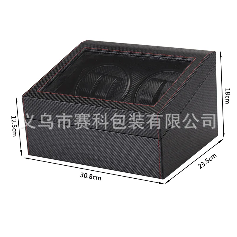 

Spot wholesale 4 plus 6 black leather electroshychometer motor watch box electric automatic string on the chain box