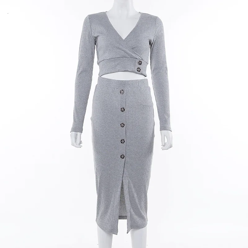 Женский комплект из двух предметов Fuedage обтягивающее платье-миди с длинным