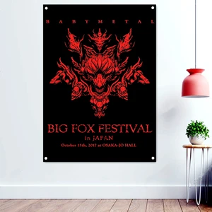 BABYMETAL Scary Skull Art Banners Paintings Death Metal Artist Flags Wall Art Rock Band Icon Posters Background Hanging Cloth
