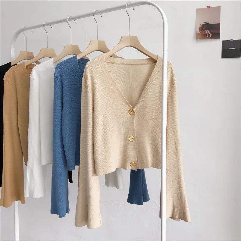 Женский вязаный кардиган модный шикарный короткий новый тонкий уличный топ с