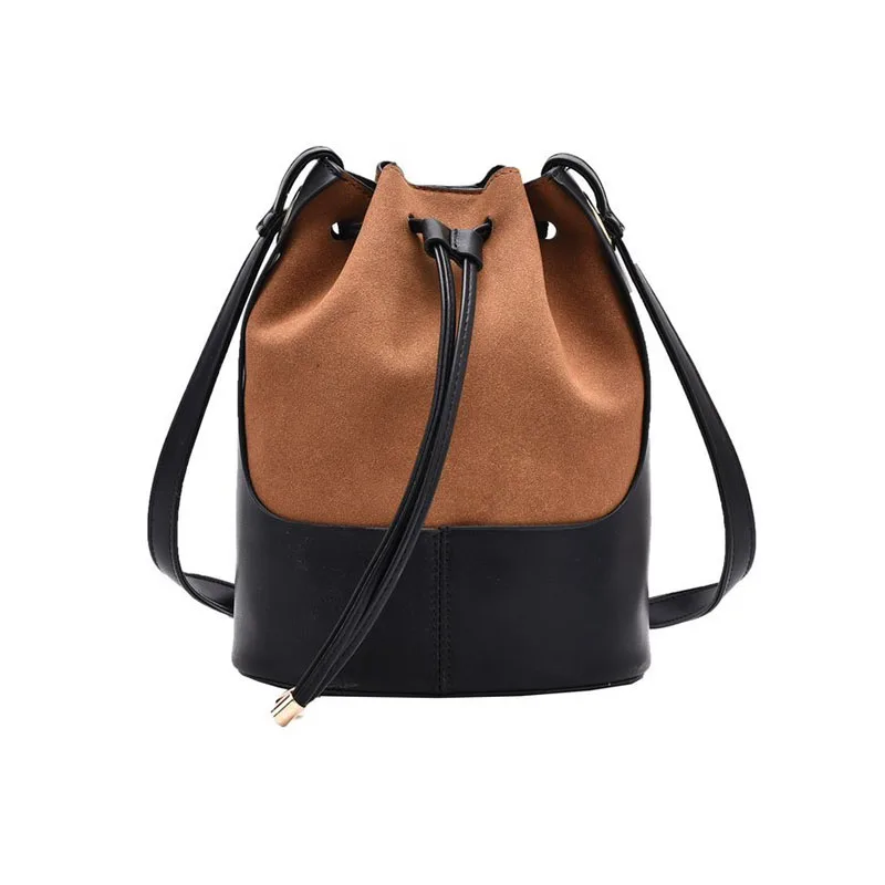 

2021 New Women Small Pacthwork Bucket Bag Female Handbags Ladies Crossbody Shoulder Bag Casual Drawstring Bag Whole Sale FTB346