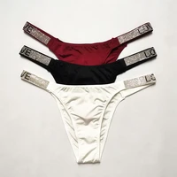 3pcs a set women panties sexy masonry shorts briefs love rhinestones belt fashion low rise white thong t back string underwea