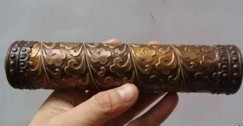 Китайский античный резной цветок и старый латунный калейдоскоп