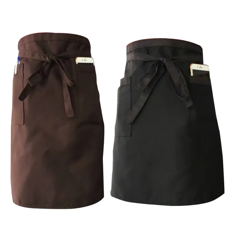 Фартук с короткой талией Официантка карманами кафе Паб кухня|Фартуки| |