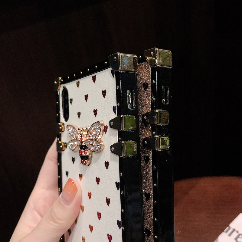 Роскошный блестящий квадратный чехол с пчелами для телефона Samsung Galaxy A10 A20 A30 A50 A70