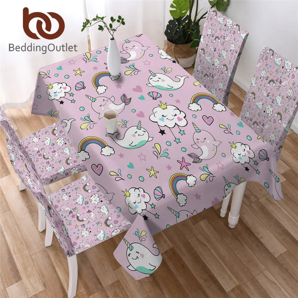 Скатерть BeddingOutlet водонепроницаемая скатерть с рисунком китов единорога облаков