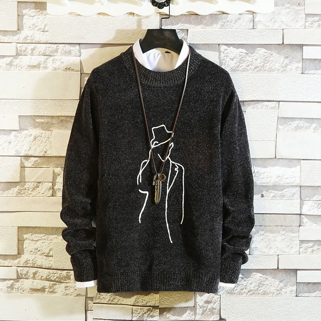 Мужские Новые Осенние Зимние Повседневные вязаные свитера с длинным рукавом