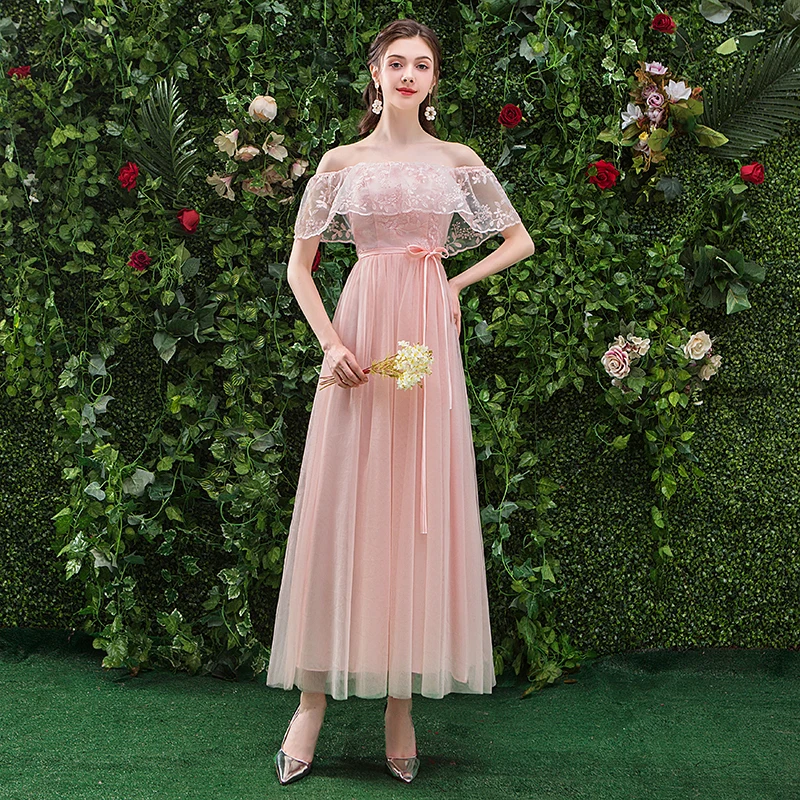 Женское элегантное платье для свадебной вечеринки розовое подружки невесты