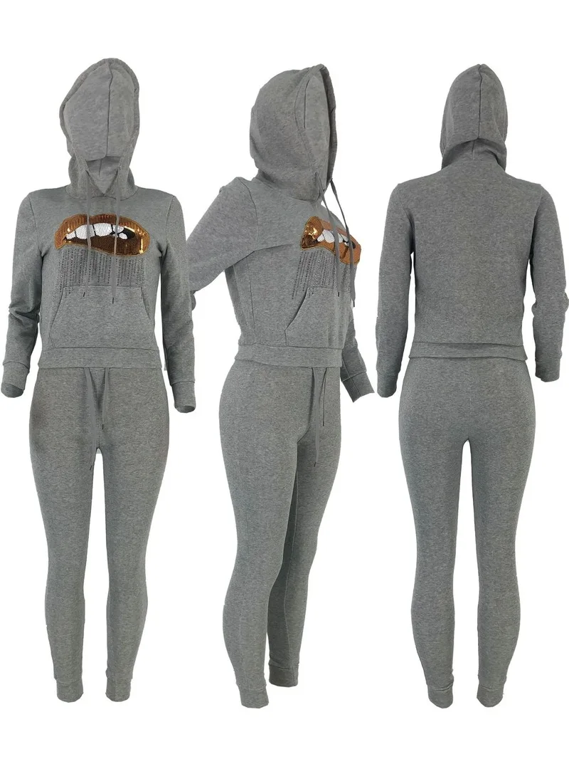 Женский спортивный костюм комплект из 2 предметов толстовка с капюшоном набор