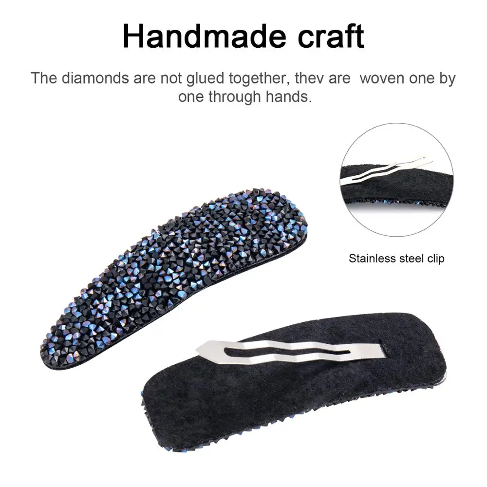 6 шт. заколки для волос женщин и девочек Нескользящие блестящие стразы стильные