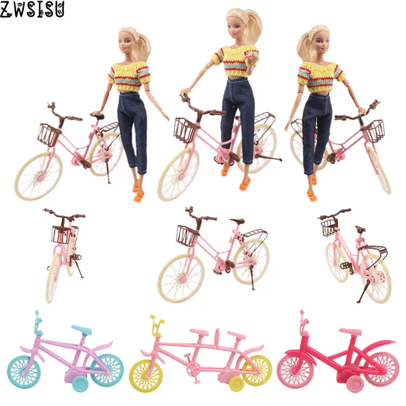 

ZWSISU Doll 4 Styles Bicycles Bikes Red Yellow Blue Mixed Colors Outdoor Party Accessories For Barbies Ken Dollhouse Girl`s Toy