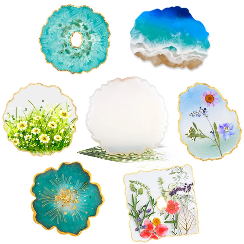 

DIY Glass Coaster Resin Epoxy Mold Tea Coaster Resin Molds Silicone Wine Glass Coasters Epoxy Mould For Family Gathering Party