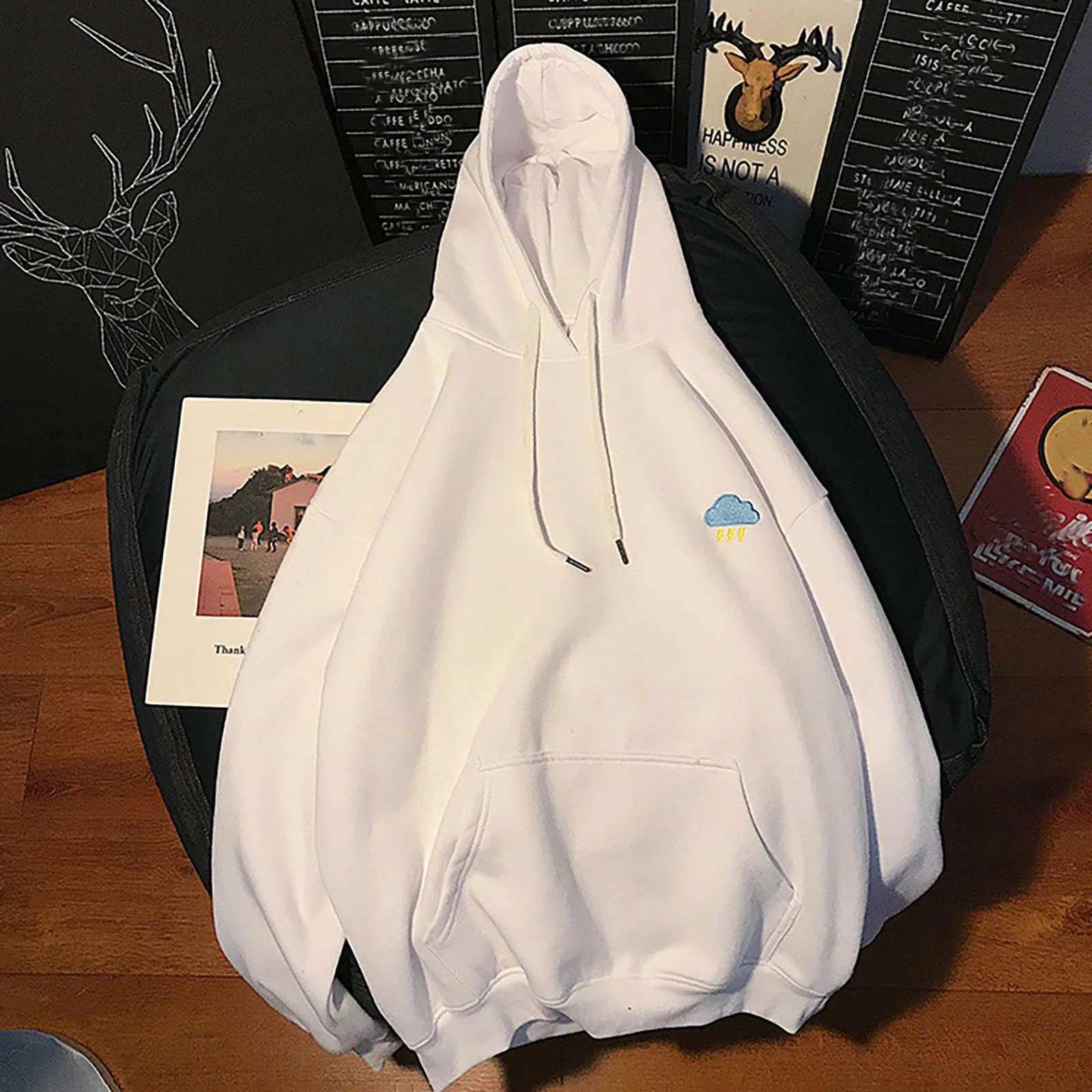 

Fashion Autumn Women's Hoodies Embroidery Anime Solid Color Printed Kawaii Sweatshirt Long-Sleeved Tops Women clothing 2021