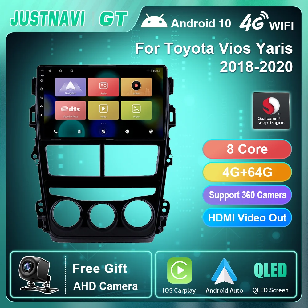 

Car Radio Video For Toyota Vios Yaris MT AT 2018-2020 GPS Navigation Android 10.0 Auto 4G Autoradio 6G 128G Carplay Stereo IPS