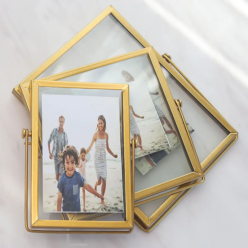 Gold Metal Glass Photo Frames For Picture Nordic Large Folding Iron Desktop Portraits Creative Home Decoration Ornament | Дом и сад