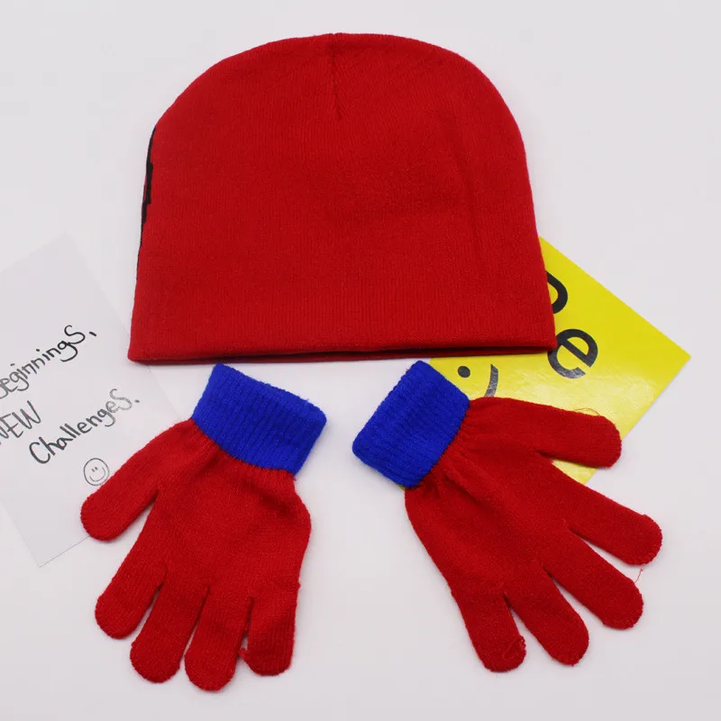 Шапка для мальчиков и девочек на осень зиму теплая кепка вязаная шапка с героями