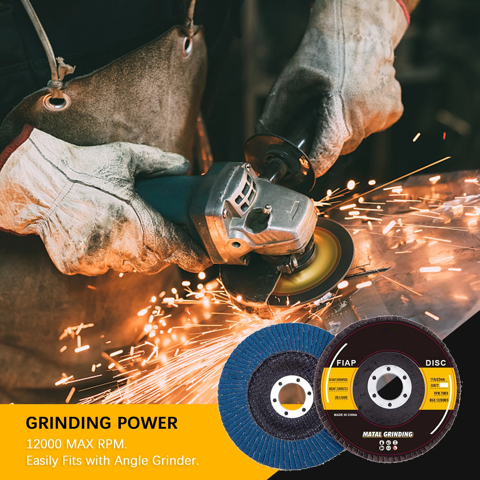 

10 шт., угловые шлифовальные диски, 4,5 дюйма, 12000 об./мин.