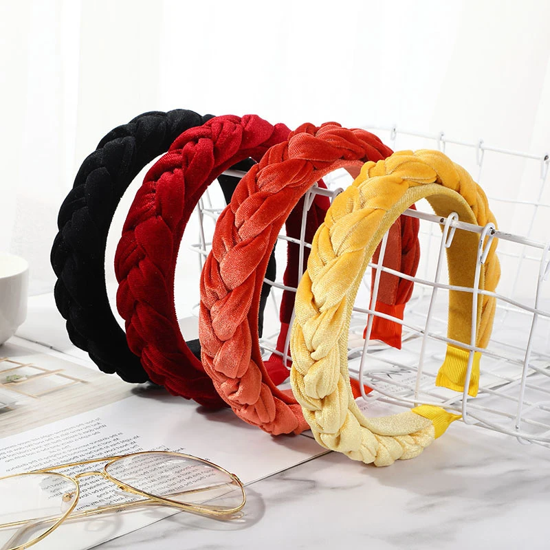 Женский Плетеный узел Твист обруч для волос бархатная повязка на голову галстук