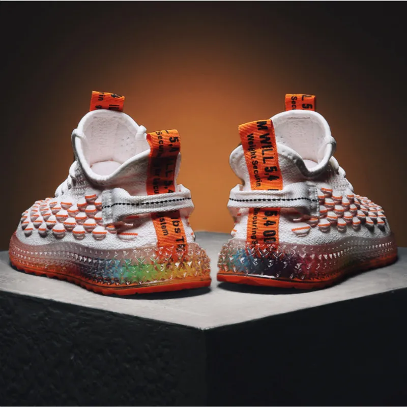 

New Men Casual Shoes Breathable Male Shoes Fashion Rainbow Sole Shoes Lightweight Comfortable Breathable Walking Sneakers