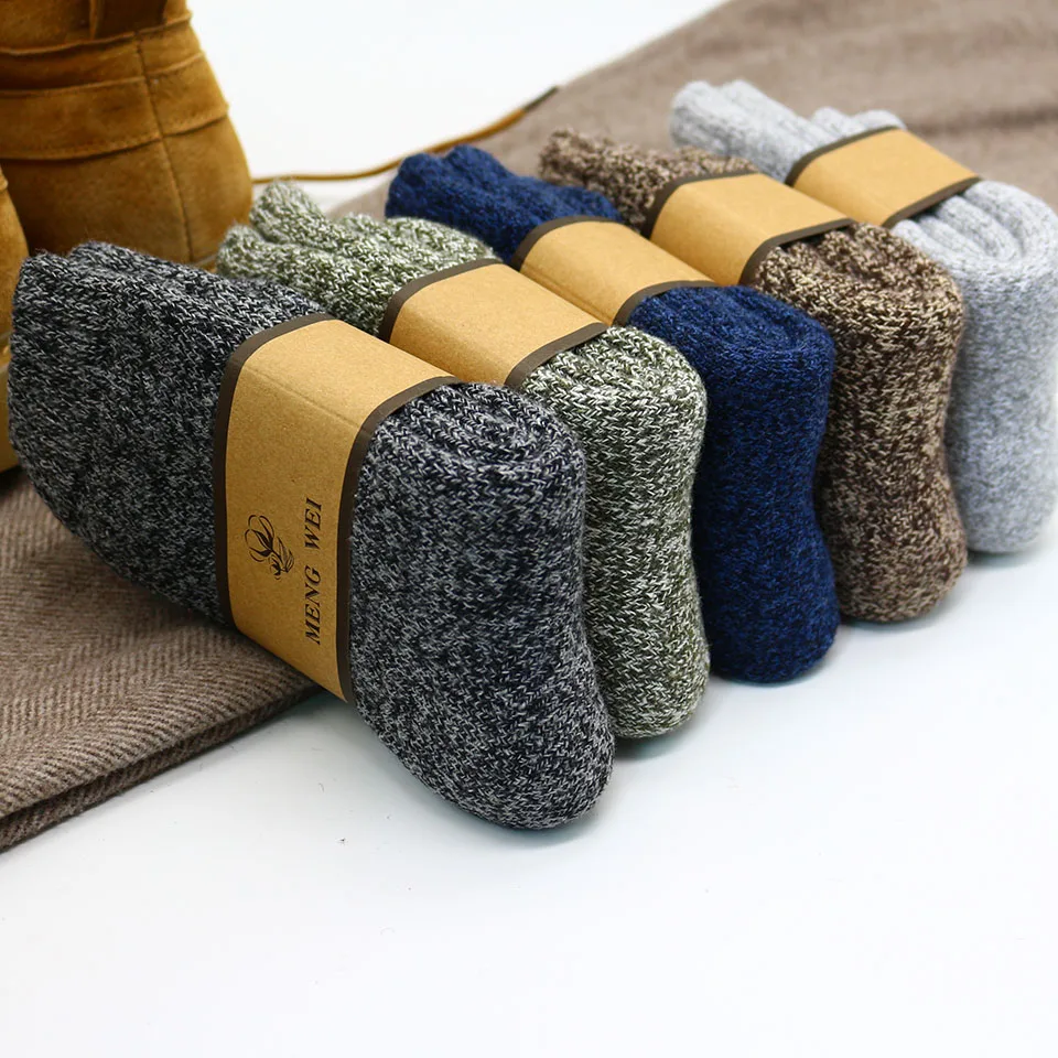 

Winter Men's Super Thick Warm High Quality Harajuku Retro Snow Casual Antifreeze Wool Socks 3 Pair