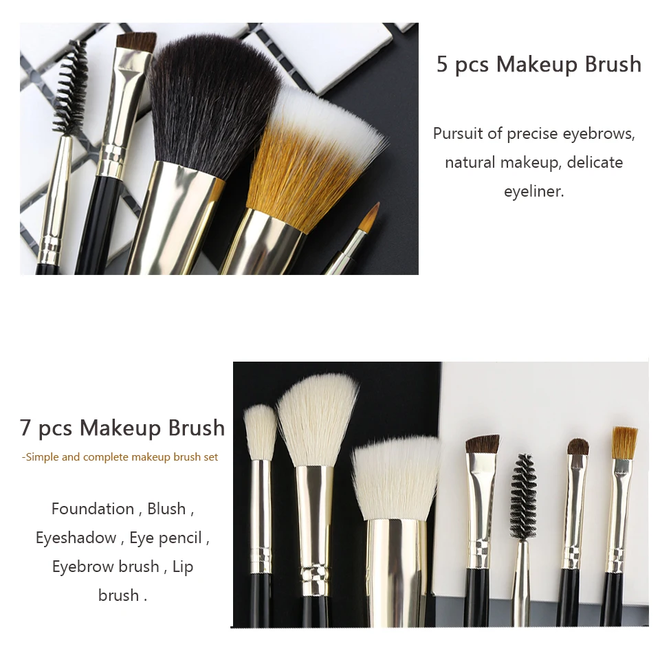 Asklin натуральные волосы черные кисти для макияжа набор козья пони синтетические