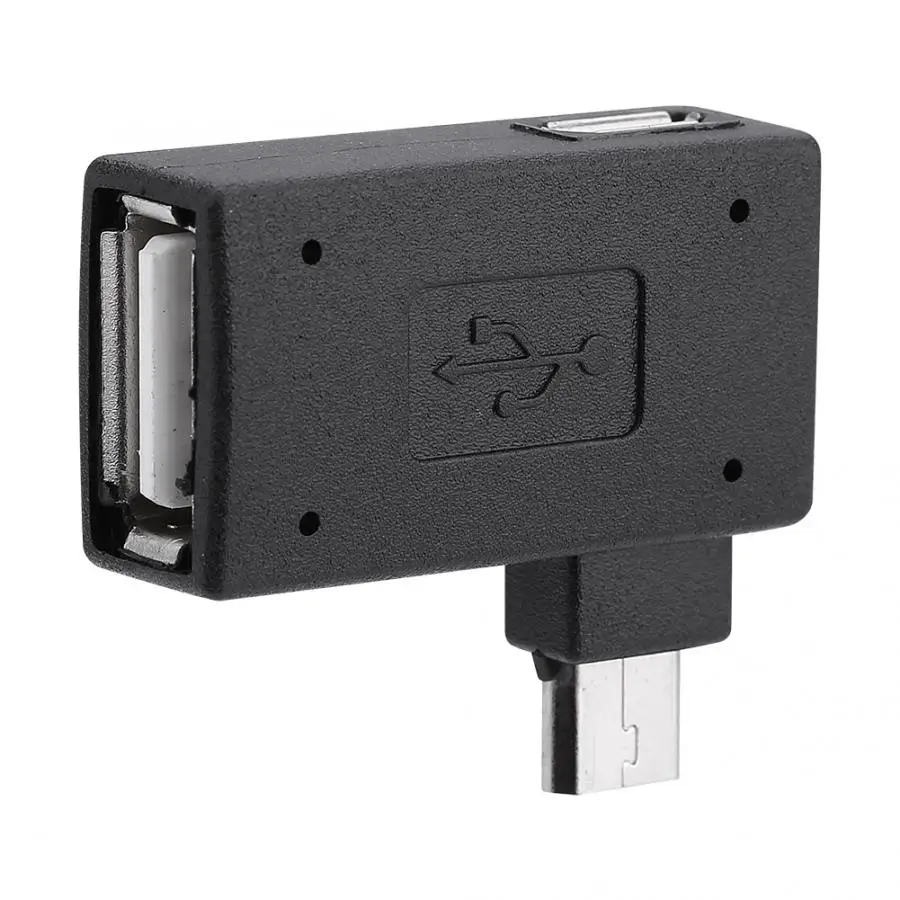 NEW 2Pcs USB 2.0 Female to Male Micro OTG Adapter Power Supply Port 90 Degree Left Right Angled Adapters | Электроника