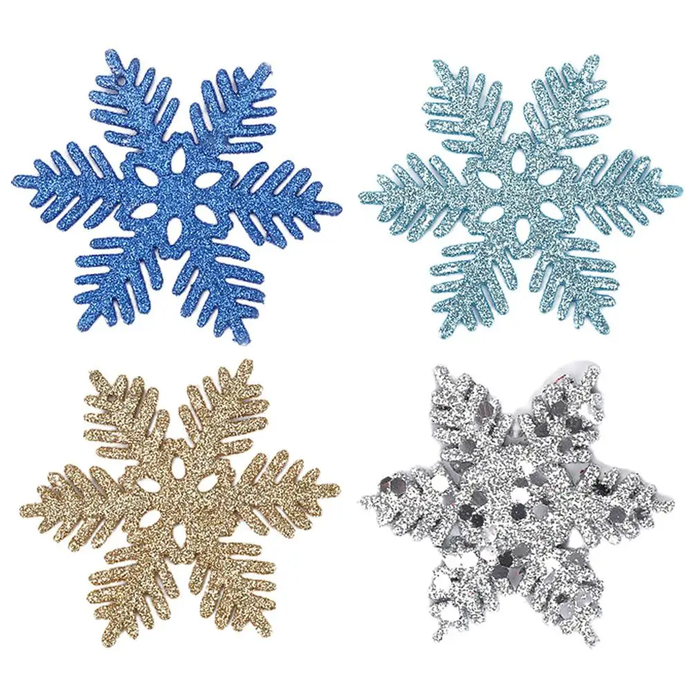 

12 шт. Пластиковые блестящие пудры, снежинки, рождественские украшения, подвеска, Рождественская елка, декоративные детали