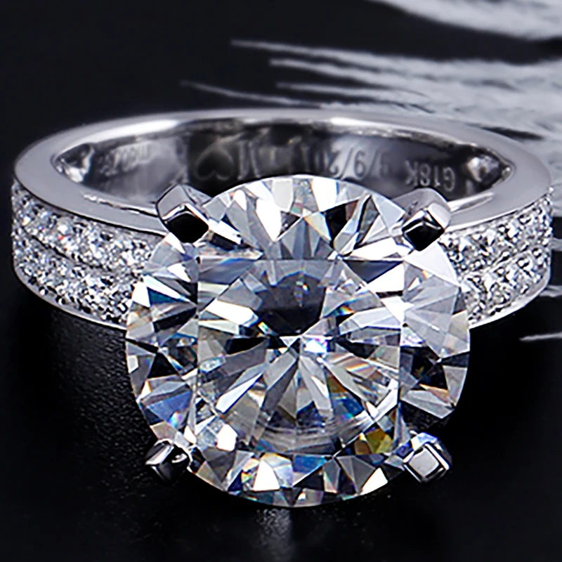 10K белое золото 1 2 3 4 5 карат круглое Moissanite бриллиантовое кольцо для женщин Свадьба