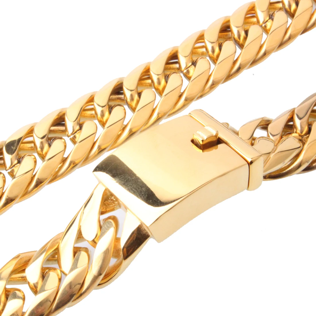 

Men's Necklace Stainless Steel Jewelry Curb Cuban Link Chain Gold Plated Cuban Choker For Male