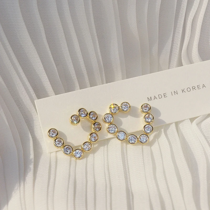 

Trendy Elegant 14K Real Gold Plated Lovely Heart Earrings for Women Top AAA Shiny Zircon S925 Silver Needle Stud Jewelry Gift