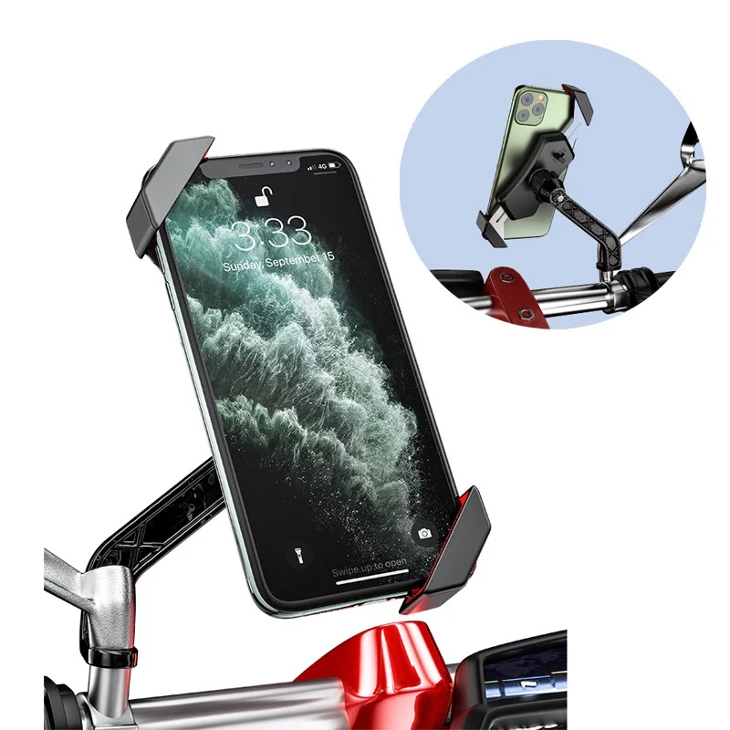

Motorcycle Bicycle Moto Bike Phone Holder Rearview Mirror Mount Bracket Phone Holder Mount for iPhone 12 11 Pro X Samsung Xiaomi
