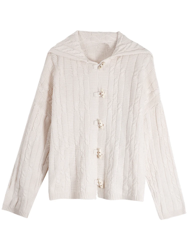 

Autumn Mori Girls Loose Sweaters Women Preppy Style Korean Chic Elegant Solid Color Horn Button Harajuku Cardigans for Student