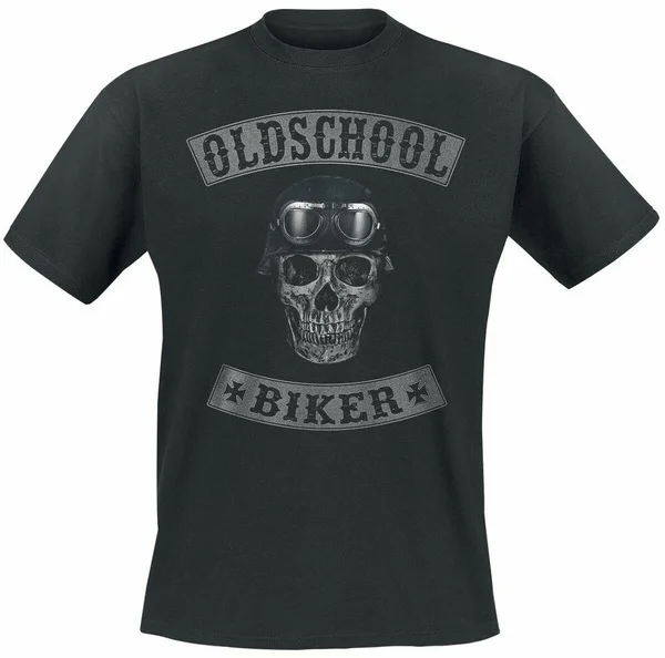 

Oldschool Biker Skull Men T-Shirt black, , Regular