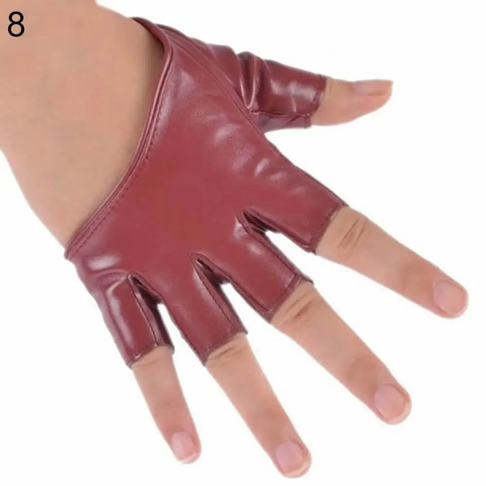 Женские перчатки, женские модные перчатки из искусственной кожи с полупальцами, короткие перчатки с полупальцами