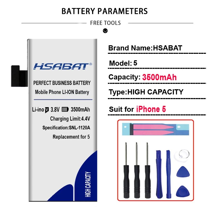 HSABAT Larger Capacity 3500mAh Battery for iPhone 5 / iphone 5G Replacement iPhone5 Batteries | Мобильные телефоны и