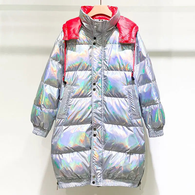 2020 Winter Women Down Coat Jacket Women's Mid-Length New Men And With The Same Style Couples Laser Shiny | Женская одежда