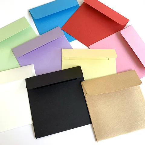 (10 шт./лот) 10*10 см цветные маленькие конверты однотонные банковские карты членская карточка подарок конфетных цветов из Эд-бумаги квадратный конверт
