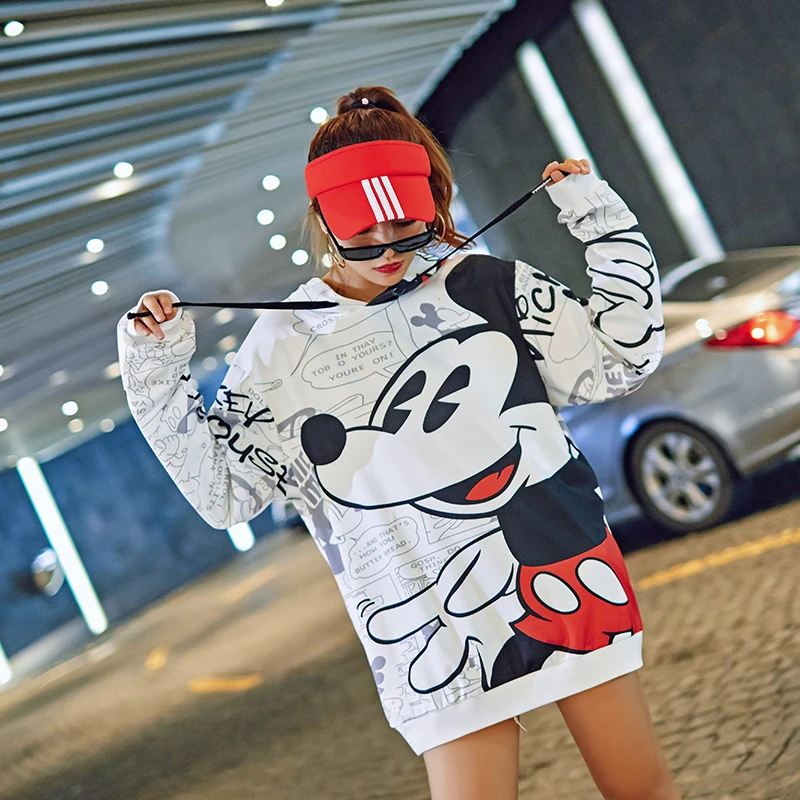 

2019 autumn new casual Brand cartoon sweatshirt women fashion hip hop wind loose personality hooded jacket female