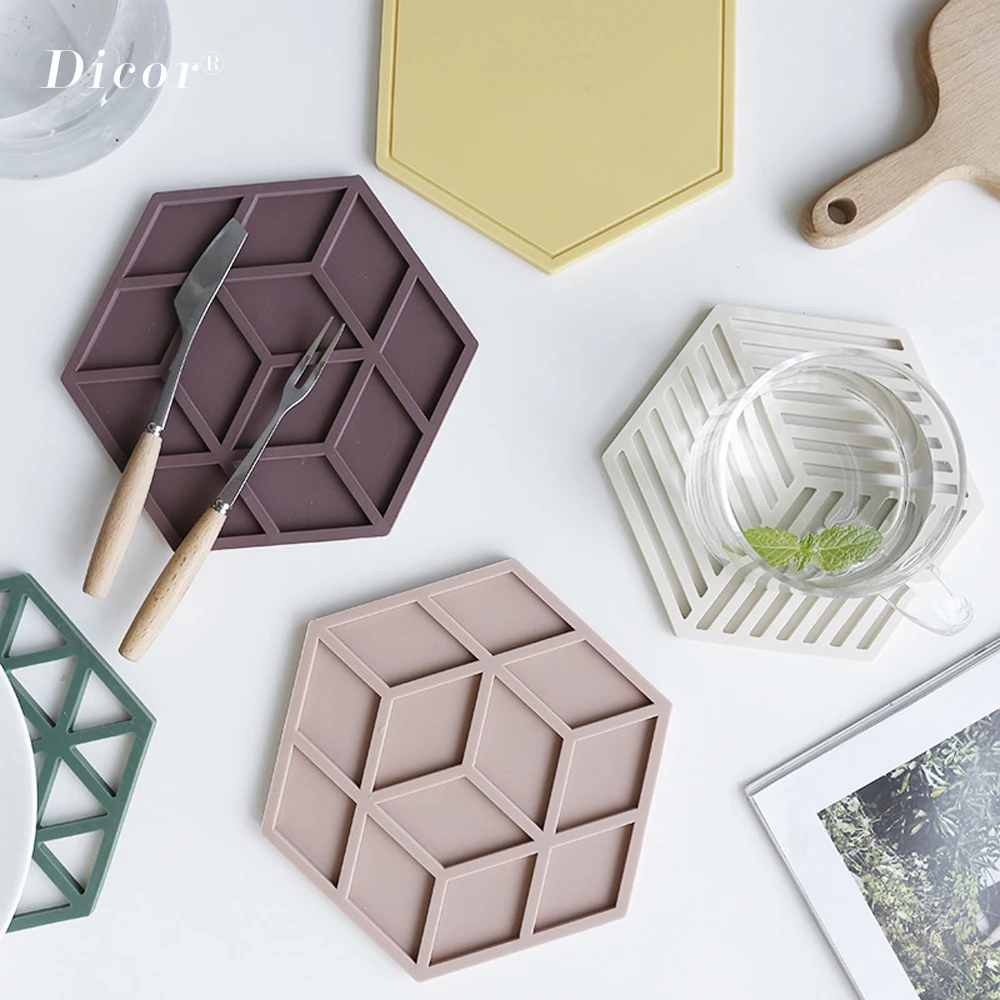 25 видов Шестигранная силиконовая подставка под кружку теплоизоляционная для