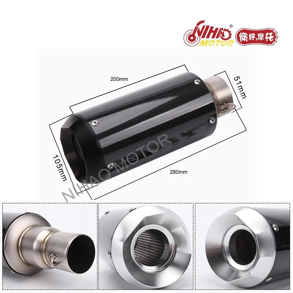 

04 BM032CC-02 Motocross Parts Universal carbon fiber CNC Muffler Silence exhaust pipe