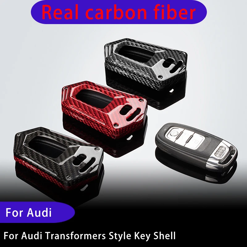 

For Audi carbon fiber key case A1 A3 Q2L Q3 S3 S5 S6 R8 TTRS Q7 Q5 A6 A4L Q5L A5 A6L A7 A8 Q8 S4 S8 Transformers style key case