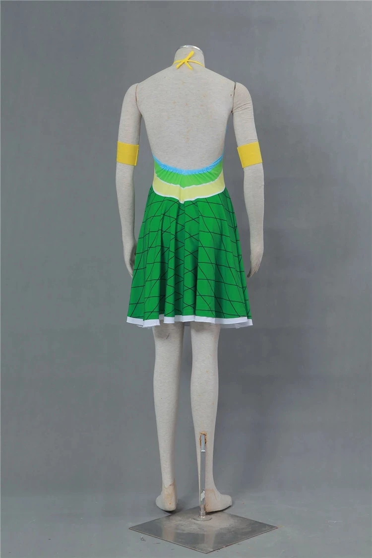 Фейри Тейл Венди Марвелл Косплей Обувь Костюмы Зеленое Платье Темно-синяя Парик Женщины Девочки Хэллоуин Вечеринка.