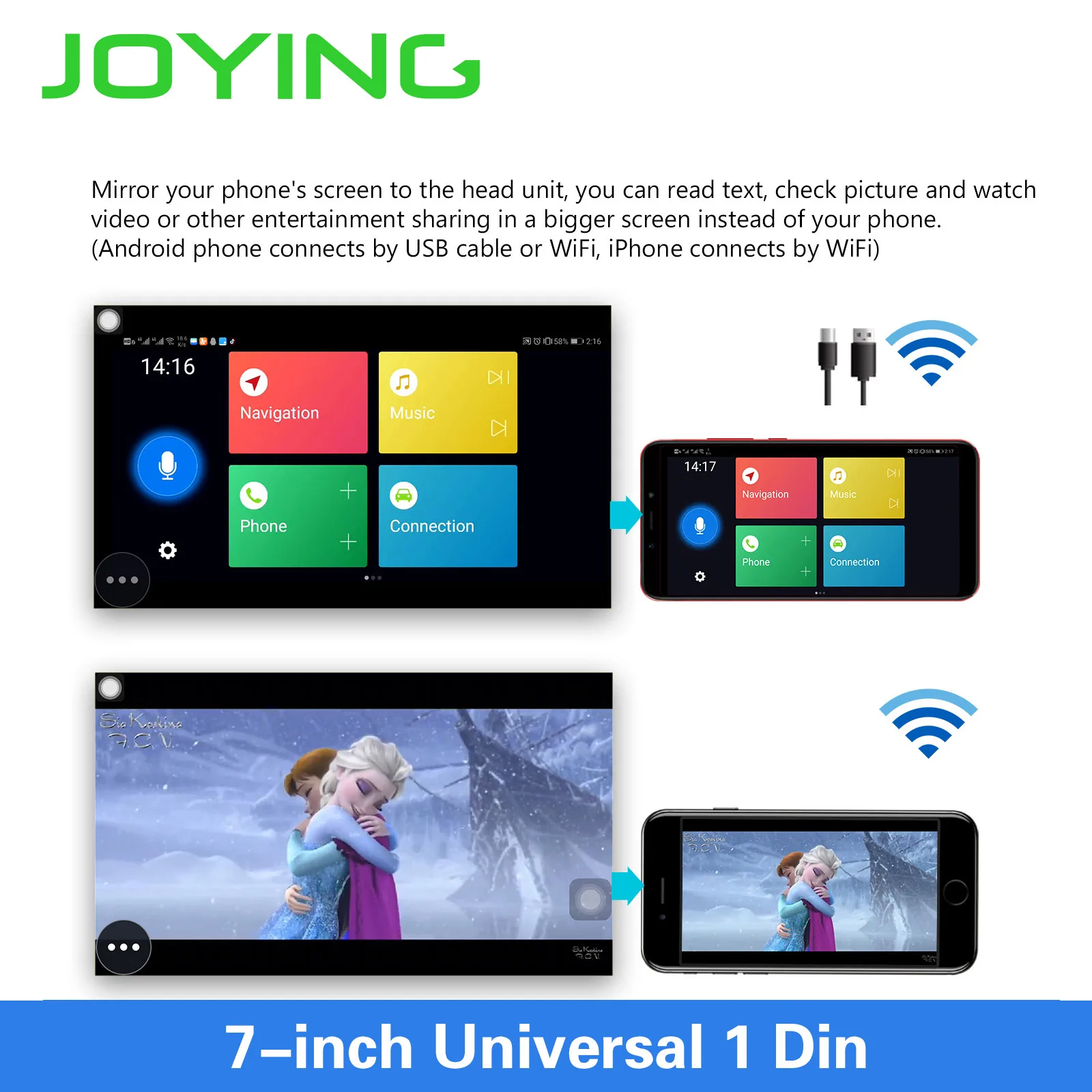 Joying Android 8,1 Авторадио автомобиля 1 один DIN 7 ''головное устройство HD мультимедиа для стерео-Радио автомобильной Bluetooth FM wifi Зеркало Ссылка