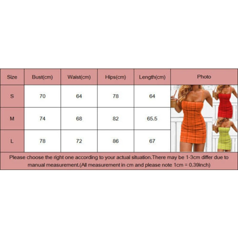 

Sexy Women Sleeveless Spaghetti Strap Bandage Bodycon Plaid Evening Party Club Mini Dress
