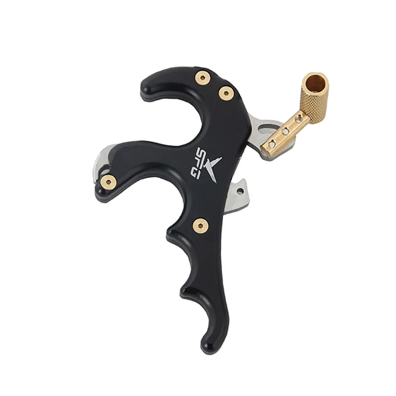 

Aluminum Alloy Hunting Shooting Accessories Hunting Archery Aid 4-finger Release Rotating Bow Release Caliper Thumb Trigger Gr