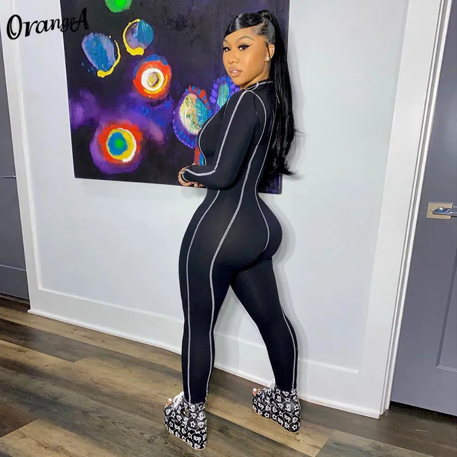 Женский комбинезон для фитнеса OrangeA повседневный Облегающий с длинным рукавом и
