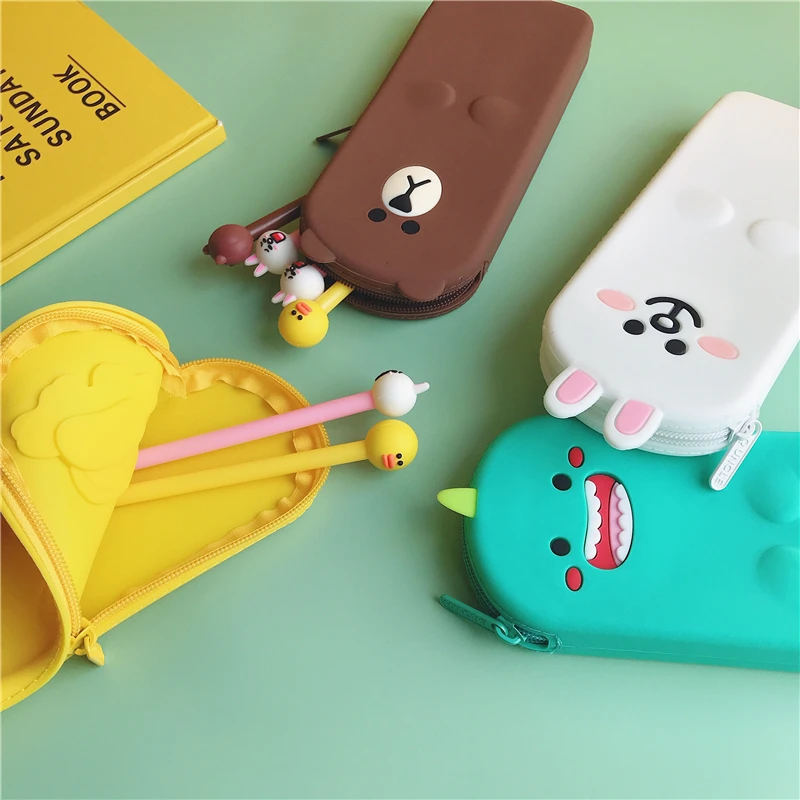 Мягкий силиконовый чехол для карандашей мультяшный контейнер каваи милый аниме