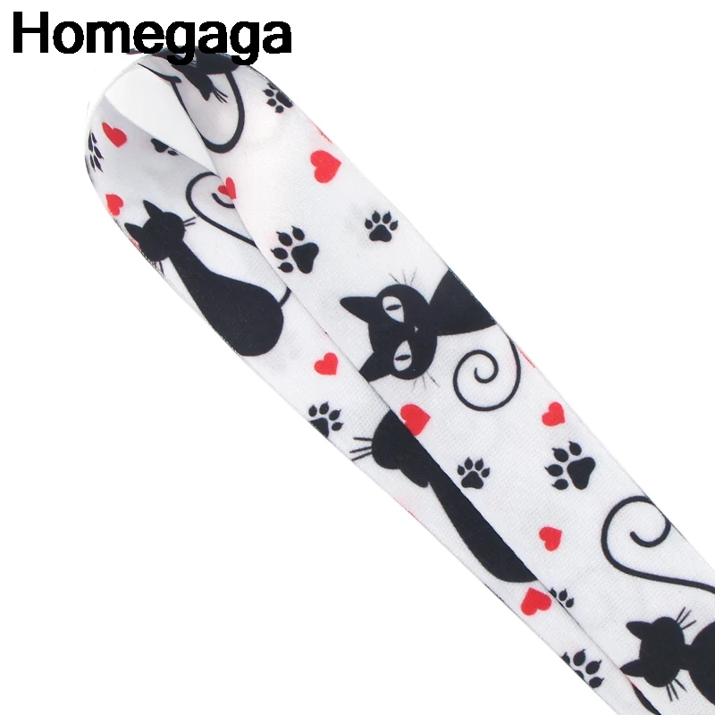 Homegaga мультфильм черные ярлыки в форме кота ремень шеи ремешки для ключей ID карты