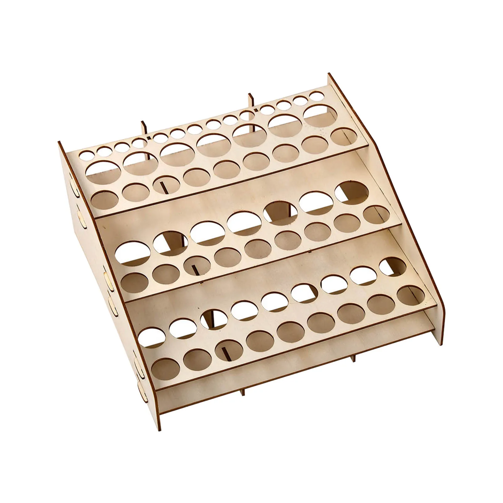 

64-Holes Paint Bottle Rack Modular Organizer Wooden Storage Stand Cabinet