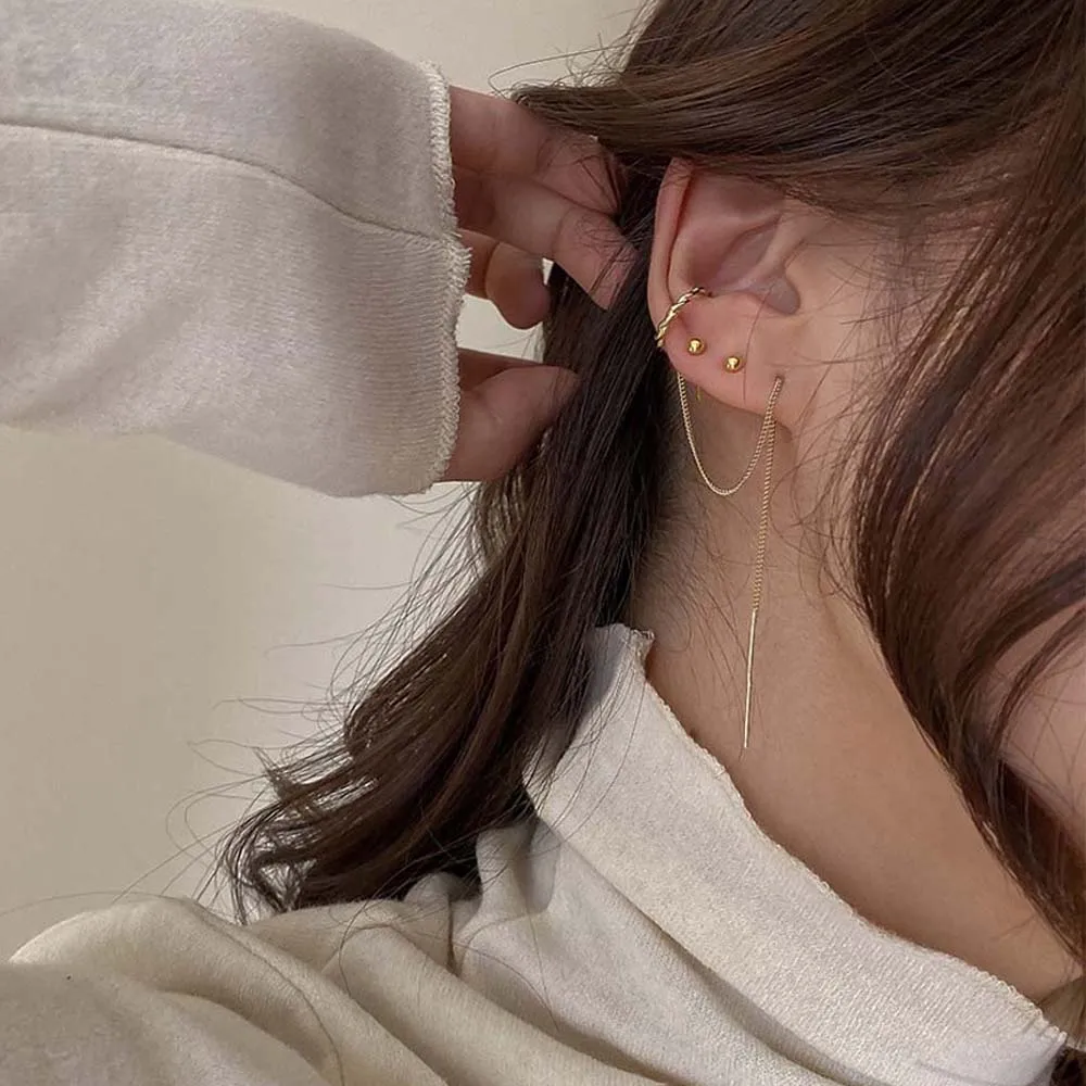 1 шт. женские длинные серьги в виде звезды простой дизайн Японский Корейский